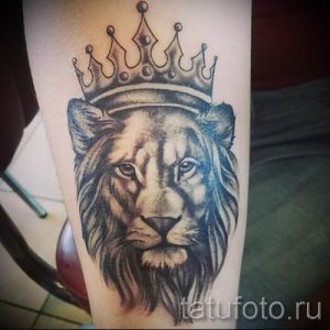 тату лев с короной - фото для статьи про значение татуировки - tatufoto.ru - 35