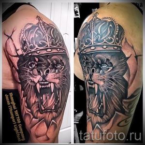 тату лев с короной - фото для статьи про значение татуировки - tatufoto.ru - 39