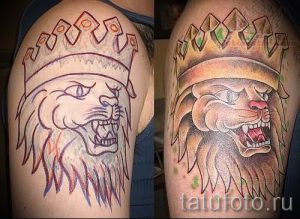 тату лев с короной - фото для статьи про значение татуировки - tatufoto.ru - 45