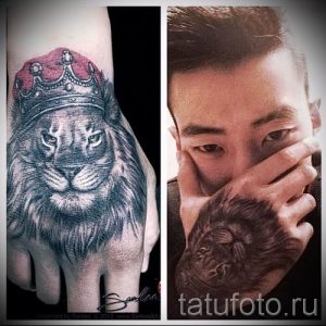 тату лев с короной - фото для статьи про значение татуировки - tatufoto.ru - 49