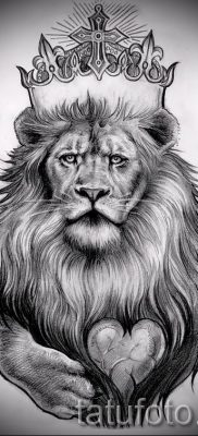 тату лев с короной — фото для статьи про значение татуировки  — tatufoto.ru — 54