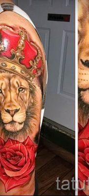 тату лев с короной — фото для статьи про значение татуировки  — tatufoto.ru — 62