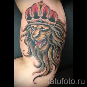 тату лев с короной - фото для статьи про значение татуировки - tatufoto.ru - 69