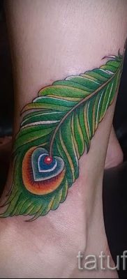 фото пример варианта тату с пером павлина — для статьи про значение это татуировки 2