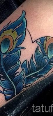 фото пример варианта тату с пером павлина — для статьи про значение это татуировки 7
