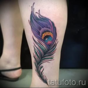 фото пример варианта тату с пером павлина - для статьи про значение это татуировки 23