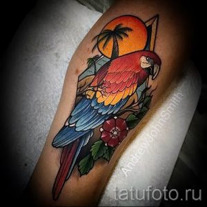 фото пример тату попугай для статьи про значение тату с попугаем - 40