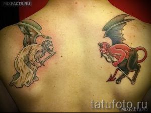 фото тату ангел и демон для статьи про значение рисунка татуировки - tatufoto.ru - 1