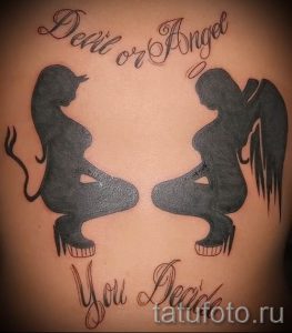 фото тату ангел и демон для статьи про значение рисунка татуировки - tatufoto.ru - 2