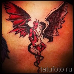 фото тату ангел и демон для статьи про значение рисунка татуировки - tatufoto.ru - 5