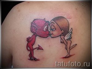 фото тату ангел и демон для статьи про значение рисунка татуировки - tatufoto.ru - 11