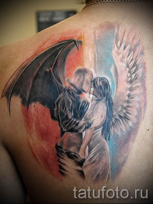 фото тату ангел и демон для статьи про значение рисунка татуировки - tatufoto.ru - 24