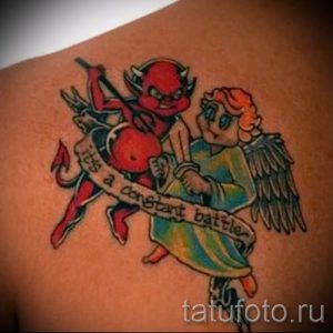 фото тату ангел и демон для статьи про значение рисунка татуировки - tatufoto.ru - 26