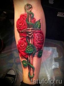 фото тату кинжал и роза пример для статьи про значение татуировки - tatufoto.ru - 2