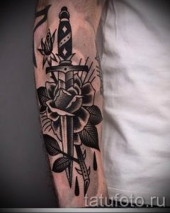 фото тату кинжал и роза пример для статьи про значение татуировки - tatufoto.ru - 10