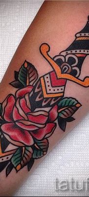 фото тату кинжал и роза пример для статьи про значение татуировки — tatufoto.ru — 13