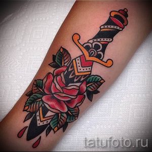 фото тату кинжал и роза пример для статьи про значение татуировки - tatufoto.ru - 13