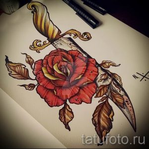фото тату кинжал и роза пример для статьи про значение татуировки - tatufoto.ru - 14
