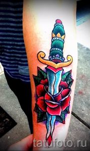 фото тату кинжал и роза пример для статьи про значение татуировки - tatufoto.ru - 19