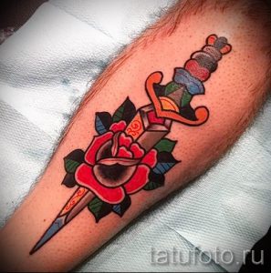 фото тату кинжал и роза пример для статьи про значение татуировки - tatufoto.ru - 30
