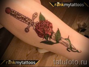 фото тату кинжал и роза пример для статьи про значение татуировки - tatufoto.ru - 33
