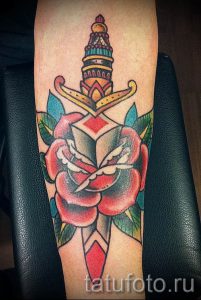 фото тату кинжал и роза пример для статьи про значение татуировки - tatufoto.ru - 34