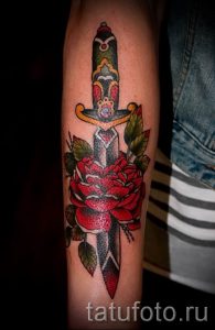 фото тату кинжал и роза пример для статьи про значение татуировки - tatufoto.ru - 36