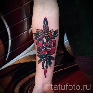 фото тату кинжал и роза пример для статьи про значение татуировки - tatufoto.ru - 38