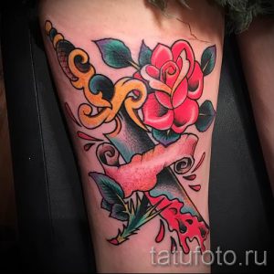 фото тату кинжал и роза пример для статьи про значение татуировки - tatufoto.ru - 41