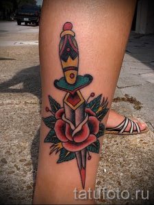 фото тату кинжал и роза пример для статьи про значение татуировки - tatufoto.ru - 47