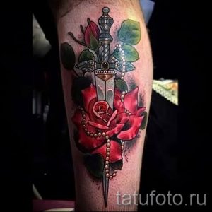 фото тату кинжал и роза пример для статьи про значение татуировки - tatufoto.ru - 51