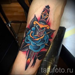 фото тату кинжал и роза пример для статьи про значение татуировки - tatufoto.ru - 52