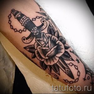 фото тату кинжал и роза пример для статьи про значение татуировки - tatufoto.ru - 54