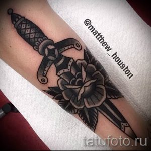 фото тату кинжал и роза пример для статьи про значение татуировки - tatufoto.ru - 57