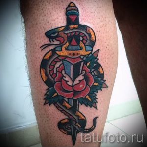фото тату кинжал и роза пример для статьи про значение татуировки - tatufoto.ru - 58