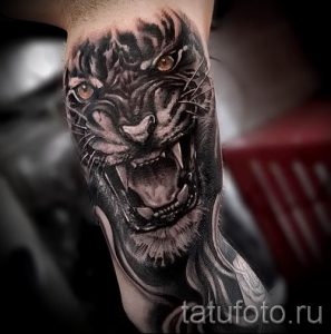 фото тату оскал тигра для статьи про значение татуировки с оскалом - tatufoto.ru - 7