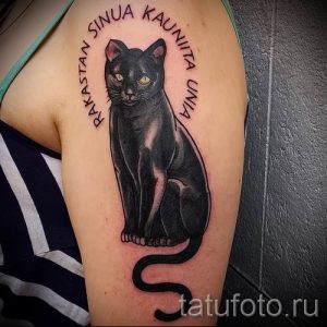 фото тату с черной кошкой для статьи про значение татуировки - tatufoto.ru - 54