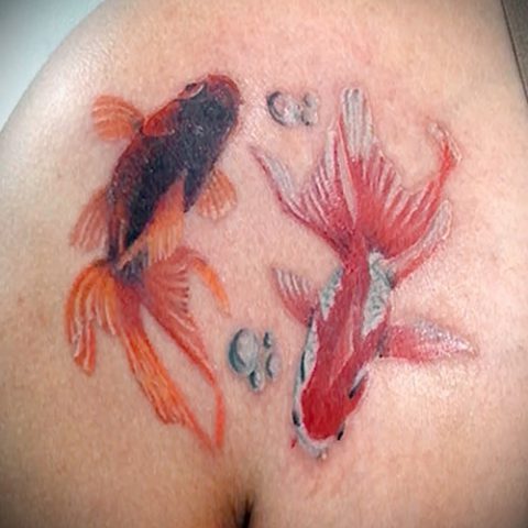 Interesting about the photo of a goldfish tattoo.