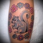 Оригинальный пример нанесенной наколки белка – рисунок подойдет для тату белка акварель