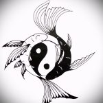 Приемлемый вариант рисунка татуировки – знак Инь-Янь, который подойдет для классного эскиза тату инь-янь