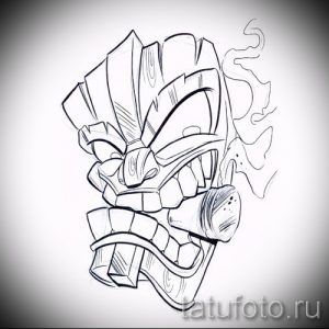 Черно-белый эскиз татуировки с изображением злого клоуна. Детализированный рисунок для любителей мрачного юмора и оригинальных татуировок.