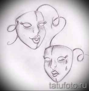 Крутой ваирант эскиза для тату маска - рисунок для создания уникальной татуировки с маской