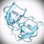 Классный ваирант эскиза для татуировки маска - рисунок для создания стильной тату с маской