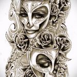 Крутой ваирант эскиза для наколки маска - рисунок для создания стильной татуировки с маской
