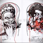 Необычный ваирант эскиза для татуировки маска - рисунок для создания интересной тату с маской