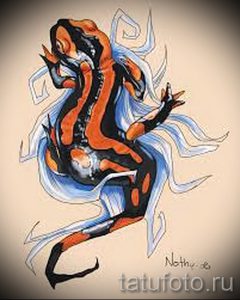 Классный эскиз для тату саламандра – изображение для формирования идеи уникальной tattoo с саламандрой