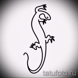 Фото тату: простой контурный рисунок ящерицы, идеально подходящий для небольшого тату. Лаконичный дизайн и четкие линии.