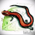 Стильный эскиз для татуировки саламандра – картинка для формирования задумки эксклюзивной tattoo с саламандрой