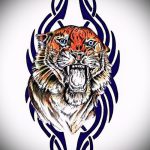 Оригинальный эскиз наколки тату тигр (рисунки для татуировки с тигром) - идея рисунка эскизы тату тигр (рисунки для татуировки с тигром) для разработки интересной идеи тату тигр