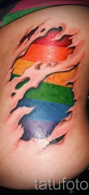 Интересный пример наколки радуга на фото – для материала про толкование рисунка радуги в тату